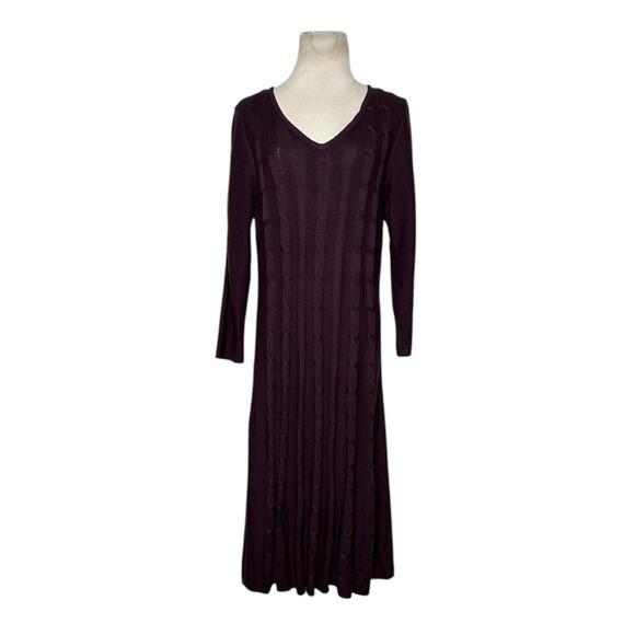 Nine West burgundy 3/4 sleeves cable knit midi dress size XL - Picture 1 of 13
